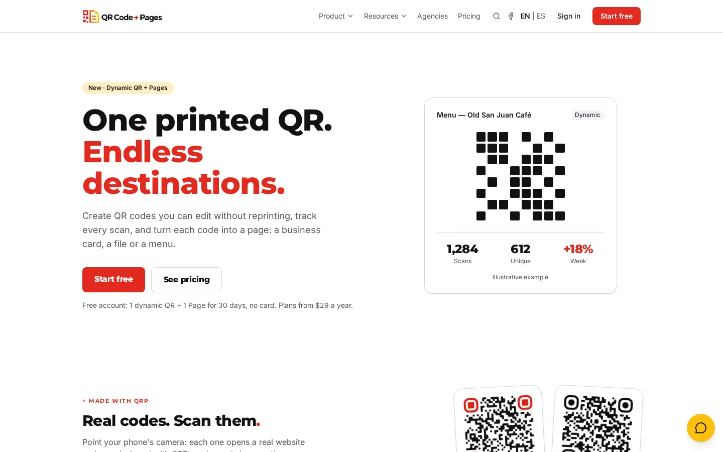 Página principal de QR Code Pages