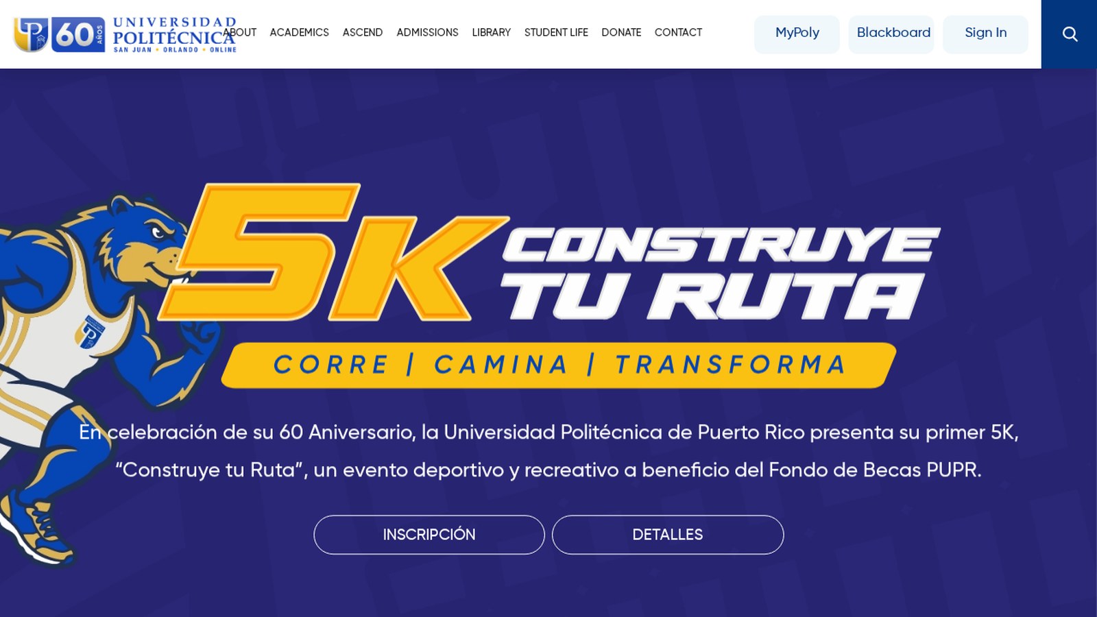 Website oficial del 5K Construye tu Ruta de la Universidad Politécnica de Puerto Rico