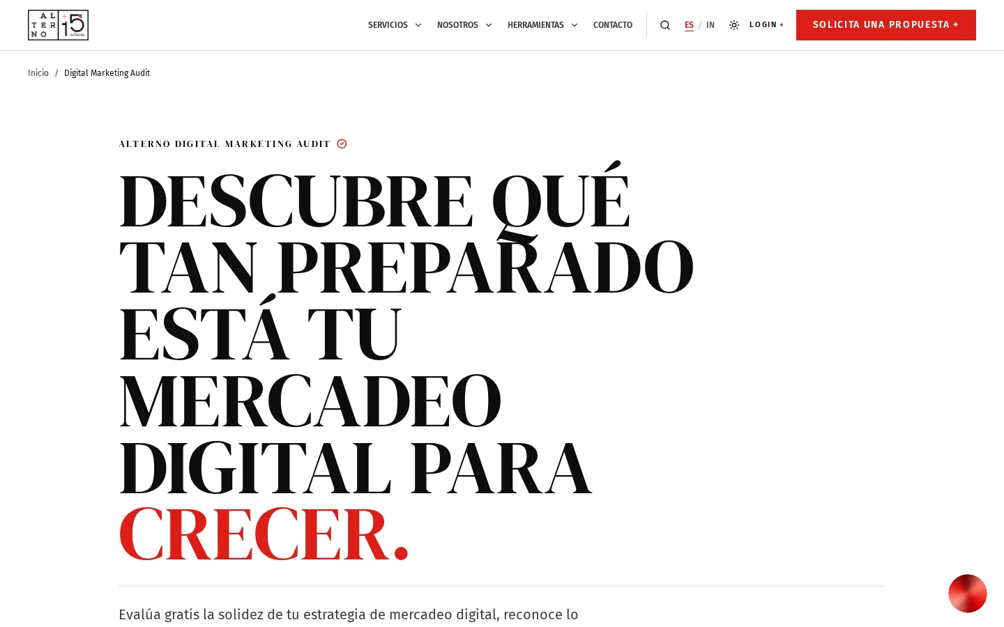Inicio del Alterno Digital Marketing Audit